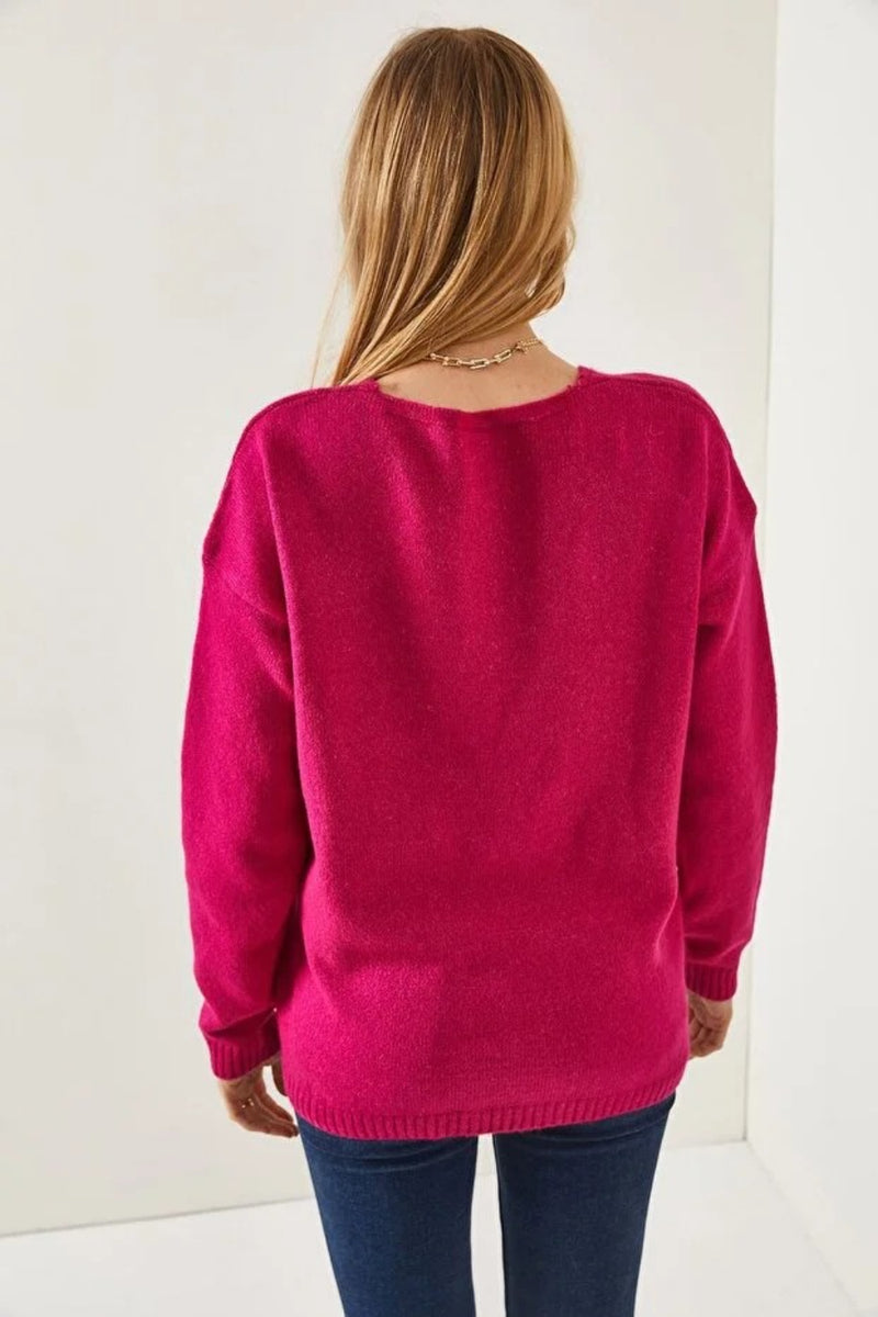 V-Neck Soft-Texture Knit Sweater
