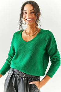 V-Neck Soft-Texture Knit Sweater