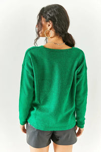 V-Neck Soft-Texture Knit Sweater