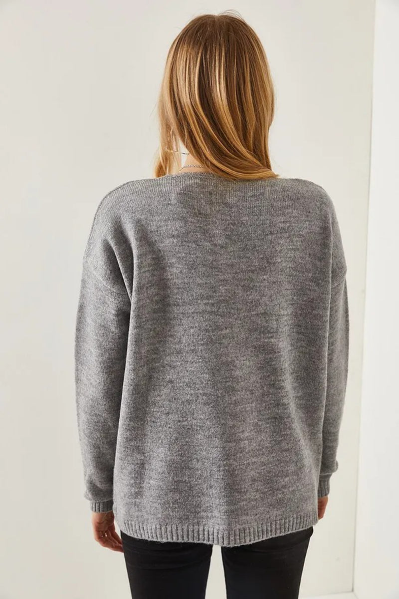 V-Neck Soft-Texture Knit Sweater