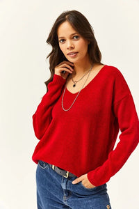 V-Neck Soft-Texture Knit Sweater