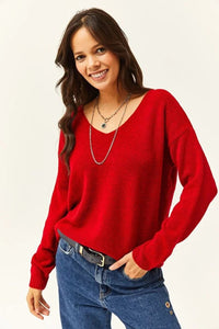 V-Neck Soft-Texture Knit Sweater