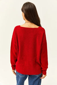 V-Neck Soft-Texture Knit Sweater