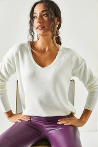 V-Neck Soft-Texture Knit Sweater