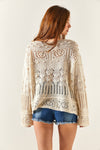 Mini Pom-Pom Openwork Cotton Knit Blouse