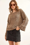 Mini Pom-Pom Openwork Cotton Knit Blouse