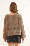 Mini Pom-Pom Openwork Cotton Knit Blouse