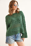 Mini Pom-Pom Openwork Cotton Knit Blouse