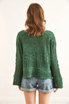 Mini Pom-Pom Openwork Cotton Knit Blouse