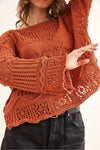 Mini Pom-Pom Openwork Cotton Knit Blouse