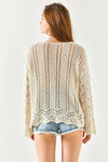 Spanish Sleeve Geometric-Detail Cotton Knit Blouse