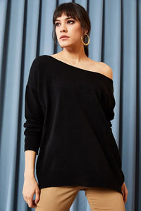 Boat Neck Loose Knit Sweater