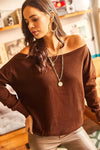 Boat Neck Loose Knit Sweater