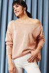 Boat Neck Loose Knit Sweater