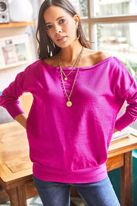Boat Neck Loose Knit Sweater
