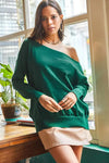 Boat Neck Loose Knit Sweater