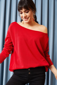 Boat Neck Loose Knit Sweater