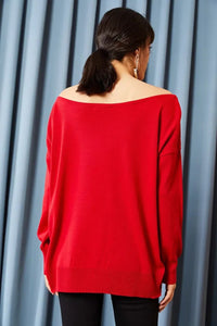 Boat Neck Loose Knit Sweater