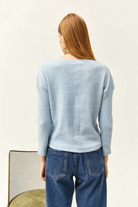 Buttoned Fleece-Lined Loose Sweater