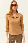 Buttoned Fleece-Lined Loose Sweater