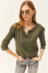 Buttoned Fleece-Lined Loose Sweater