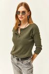 Buttoned Fleece-Lined Loose Sweater