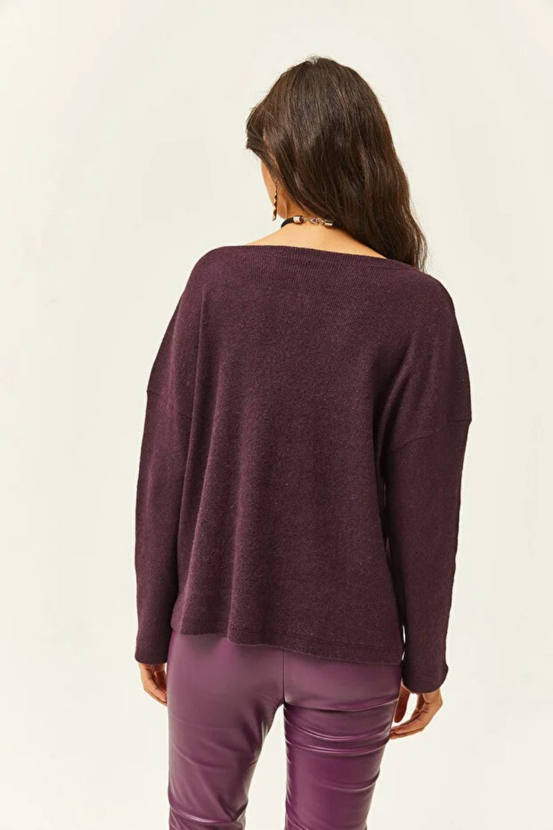 Buttoned Fleece-Lined Loose Sweater