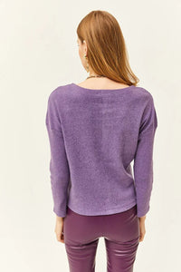 Buttoned Fleece-Lined Loose Sweater
