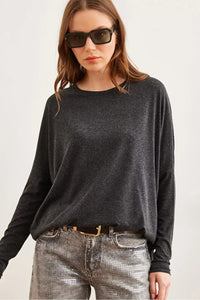 Crew Neck Batwing Wool Sweater