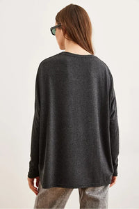 Crew Neck Batwing Wool Sweater