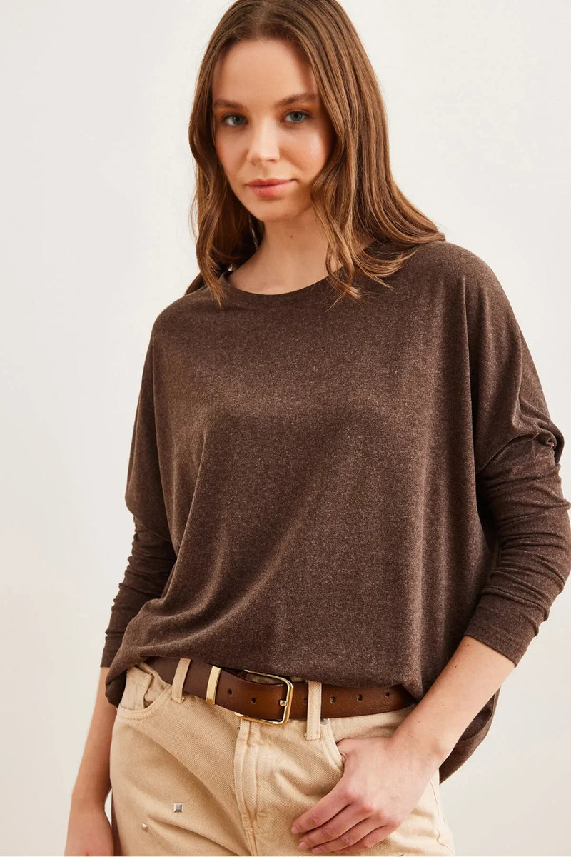 Crew Neck Batwing Wool Sweater