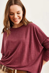Crew Neck Batwing Wool Sweater