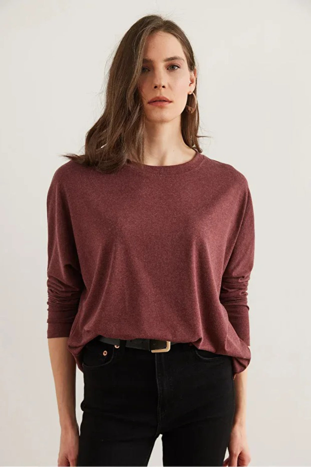 Crew Neck Batwing Wool Sweater