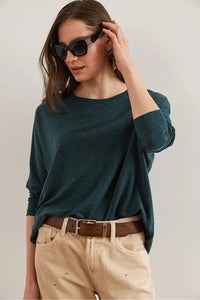 Crew Neck Batwing Wool Sweater