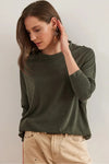 Crew Neck Batwing Wool Sweater