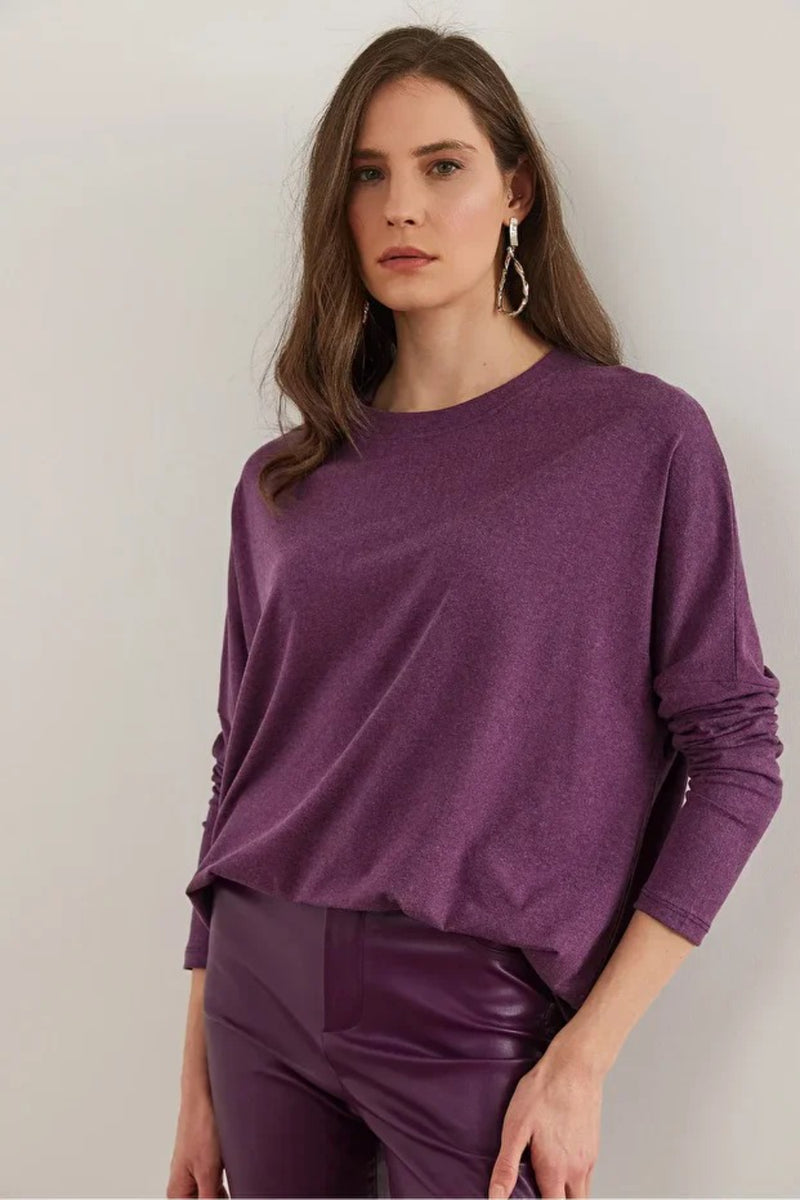 Crew Neck Batwing Wool Sweater