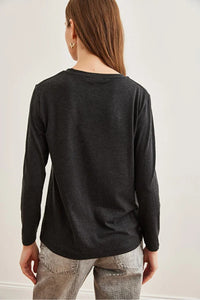 V-Neck Wool-Viscose Draped Sweater
