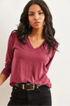 V-Neck Wool-Viscose Draped Sweater