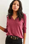 V-Neck Wool-Viscose Draped Sweater
