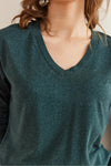 V-Neck Wool-Viscose Draped Sweater