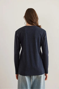 V-Neck Wool-Viscose Draped Sweater