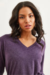 V-Neck Wool-Viscose Draped Sweater