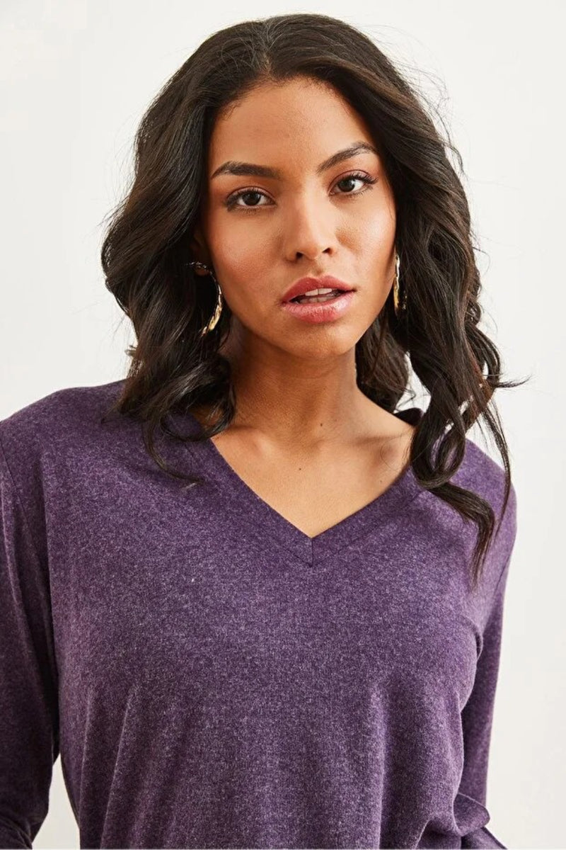 V-Neck Wool-Viscose Draped Sweater