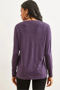 V-Neck Wool-Viscose Draped Sweater