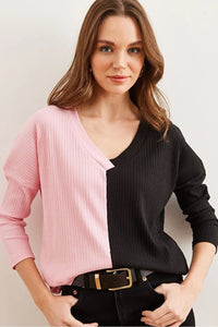 Color Block Soft-Textured Sweater