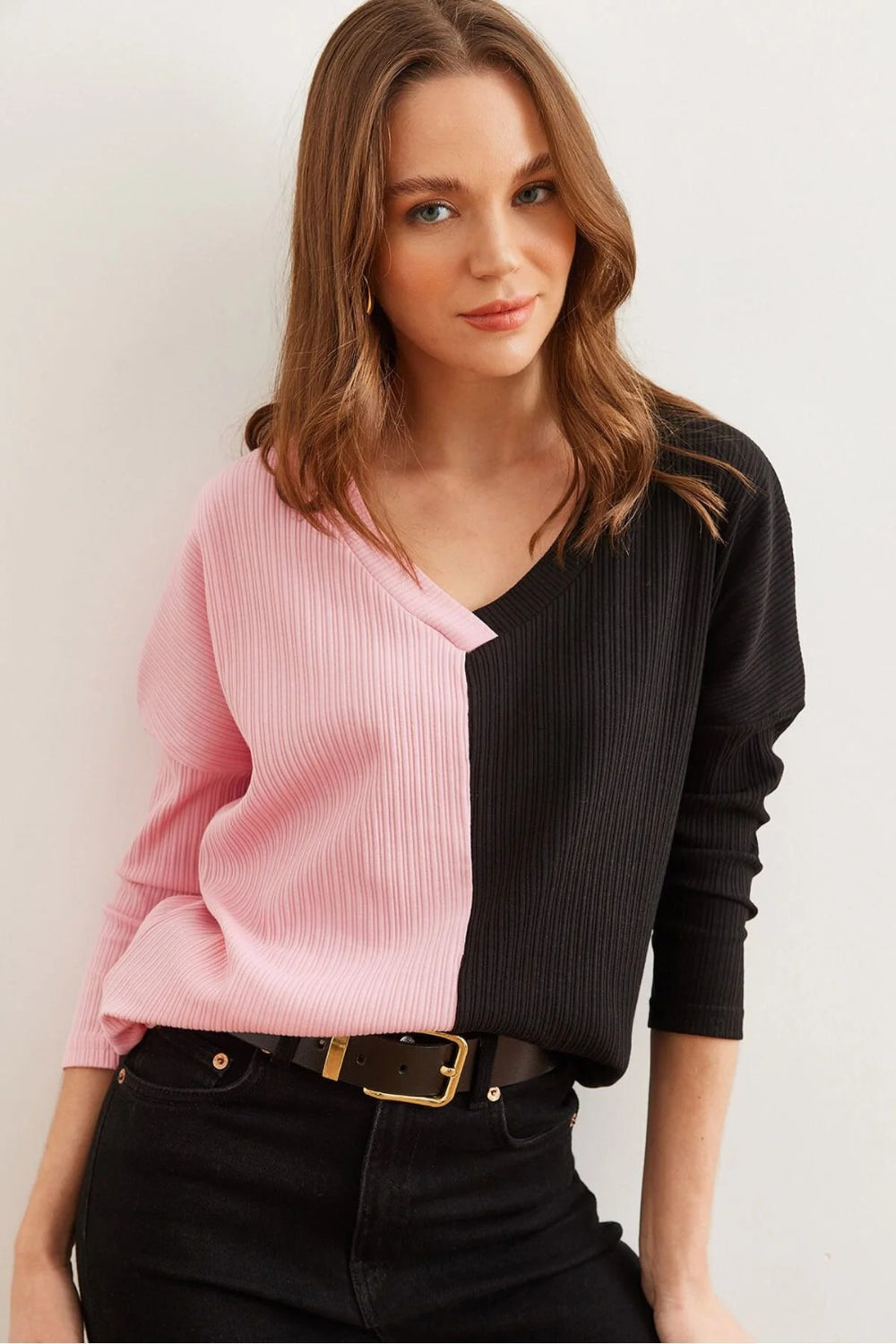 Color Block Soft-Textured Sweater