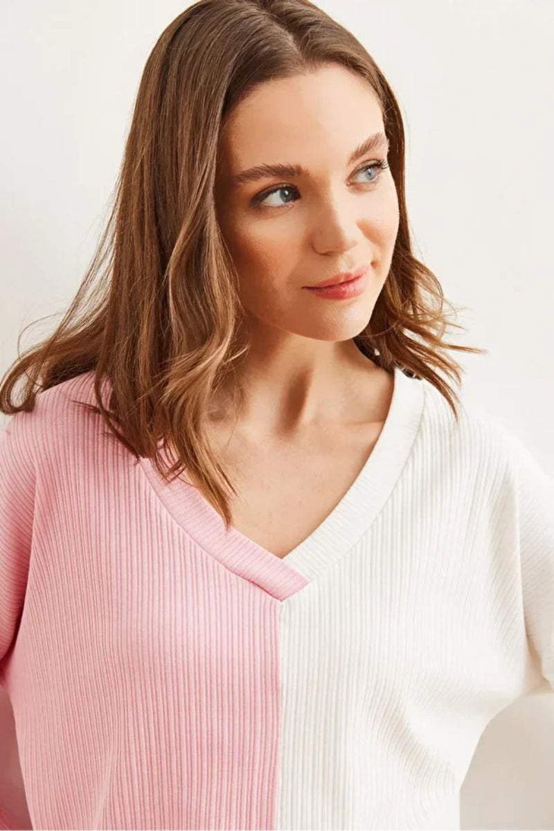 Color Block Soft-Textured Sweater