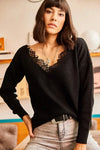 Lace-Collar Knit Blouse