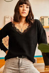 Lace-Collar Knit Blouse