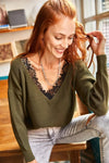 Lace-Collar Knit Blouse